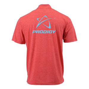 Prodigy Men's Striated Heather Polo - Wordmark Logo - Melon Heather