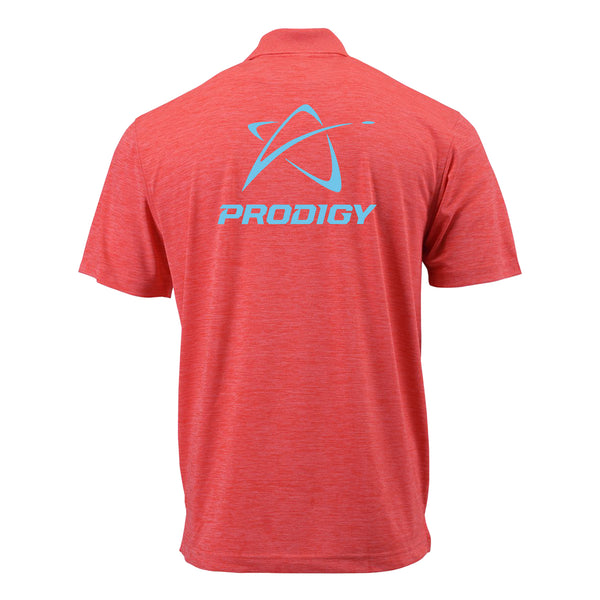 Prodigy Men's Striated Heather Polo - Wordmark Logo - Melon Heather