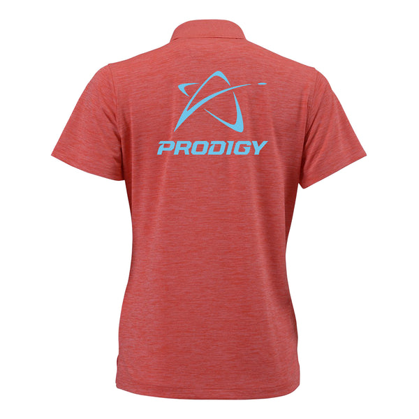 Prodigy Women's Striated Heather Polo - Wordmark Logo - Melon Heather