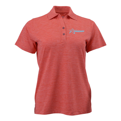 Prodigy Women's Striated Heather Polo - Wordmark Logo - Melon Heather