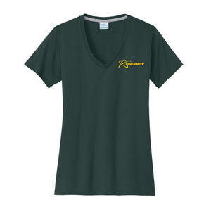 Prodigy Soft Feel Performance Women's V-Neck T-Shirt - Flight Flag Crest - Dark Green